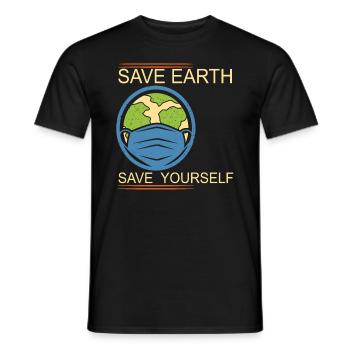Save Earth Save Yourself Earth Day - Men's T-Shirt - black - Front - AI Model Male 178 light (178cm)