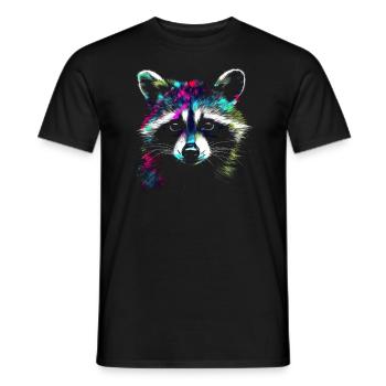 Raton laveur Forêt animale Coloré - T-shirt homme - noir - Devant - AI Model Male 178 light (178cm)