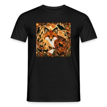 Renards peignant l'animal de la forêt de Klimt - T-shirt homme - noir - Devant - AI Model Male 178 light (178cm)