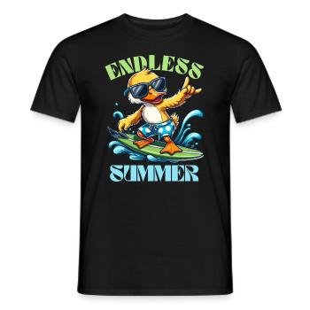 Summer Surfing Duck Holiday Sea Wave Beach Cool - Men's T-Shirt - black - Front - AI Model Male 178 light (178cm)
