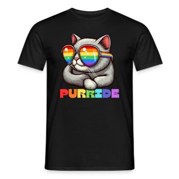 Cat Purride Gay Parade Mois de la fierté LGBTQ Arc-en-ciel - T-shirt homme - noir - Devant - AI Model Male 178 light (178cm)
