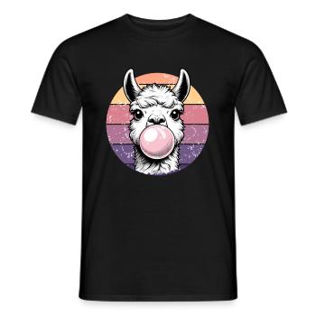 Lama Bubblegum Rose Rétro Alpaga Mignon Drôle - T-shirt homme - noir - Devant - AI Model Male 178 light (178cm)