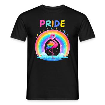 Flamingo Rainbow Pride Month LGBTQ Divers Love - Men's T-Shirt - black - Front - AI Model Male 178 light (178cm)