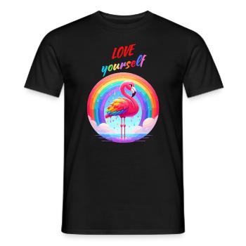 Pride Month Flamingo Rainbow Love Yourself Fun - Men's T-Shirt - black - Front - AI Model Male 178 light (178cm)