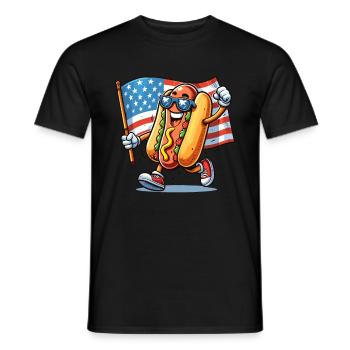 Hot Dog America USA American Flag Funny - Men's T-Shirt - black - Front - AI Model Male 178 light (178cm)