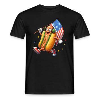 Hot Dog National Hot Dog Day America USA Funny - Men's T-Shirt - black - Front - AI Model Male 178 light (178cm)