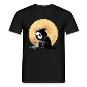 Halloween Skeleton Death Cat Full Moon Gothic Funny - Men's T-Shirt - black - Front - AI Model Male 178 light (178cm)