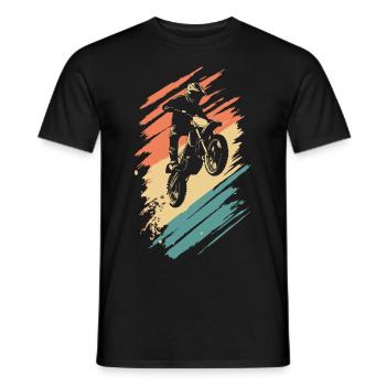 Motocross Vintage Motocrossfahrer Motorrad - Männer T-Shirt - Schwarz - Vorne - AI Model Male 178 light (178cm)