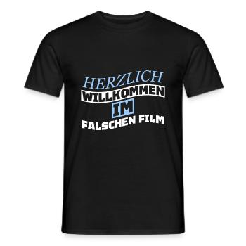 HERZLICH WILLKOMMEN IM FALSCHEN FILM - Männer T-Shirt - Schwarz - Vorne - AI Model Male 178 light (178cm)