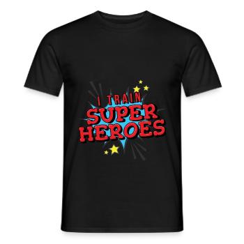 J’entraîne des super-héros drôles maman papa - T-shirt homme - noir - Devant - AI Model Male 178 light (178cm)