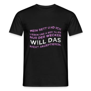 Mein Bett und ich lieben uns Ã¼ber alles nur der W - Männer T-Shirt - Schwarz - Vorne - AI Model Male 178 light (178cm)