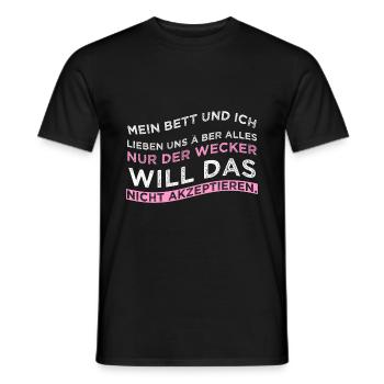 Mein Bett und ich lieben uns Ã¼ber alles nur der W - Männer T-Shirt - Schwarz - Vorne - AI Model Male 178 light (178cm)