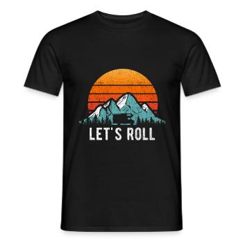 Camping-car disant caravane camping road trip montagnes - T-shirt homme - noir - Devant - AI Model Male 178 light (178cm)