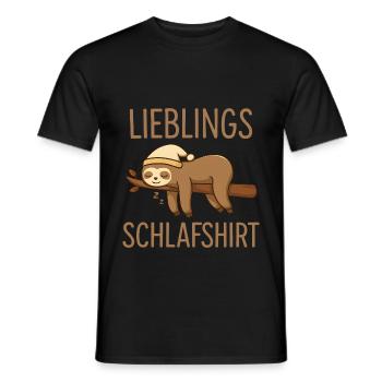 Schlafshirt Niedliches Faultier mit Nachtmütze - Männer T-Shirt - Schwarz - Vorne - AI Model Male 178 light (178cm)