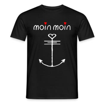 moin. weiß mir 2 Herzen - Liebe das Plattdeutsch - Männer T-Shirt - Schwarz - Vorne - AI Model Male 178 light (178cm)
