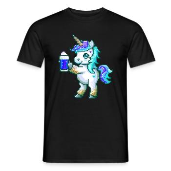 Unicorn Beer Party Funny - Men's T-Shirt - black - Front - AI Model Male 178 light (178cm)