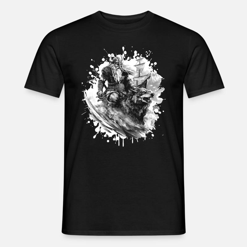 Wikinger Wolf Krieger Valhalla - Männer T-Shirt - Schwarz
