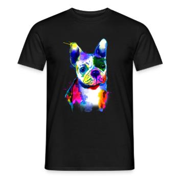Bouledogue Français I Le chien coloré - T-shirt homme - noir - Devant - AI Model Male 178 light (178cm)