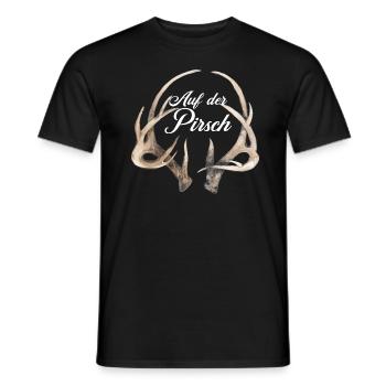 Auf der Pirsch | Jagd Jäger Geweih Jägerin - Männer T-Shirt - Schwarz - Vorne - AI Model Male 178 light (178cm)