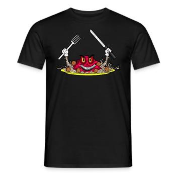 EVIL SPAGHETTI - Eat if you dare! - Männer T-Shirt - Schwarz - Vorne - AI Model Male 178 light (178cm)