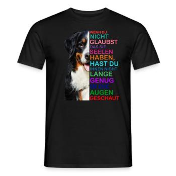Bernese Mountain Dog soul regarde un propriétaire de chien - T-shirt homme - noir - Devant - AI Model Male 178 light (178cm)