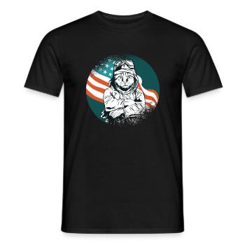 Chaton chat avion pilote - T-shirt homme - noir - Devant - AI Model Male 178 light (178cm)