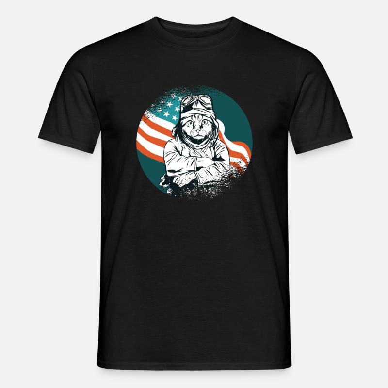 Pilot plane cat kitten - Men’s T-shirt - black