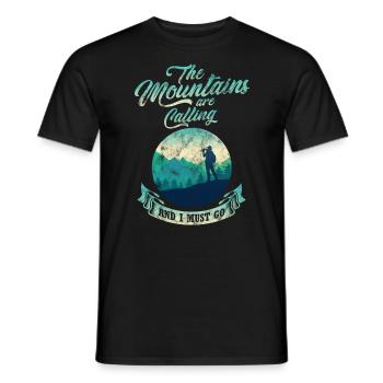 The mountain gets hikers and mountaineers vintage - Men's T-Shirt - black - Front - AI Model Male 178 light (178cm)