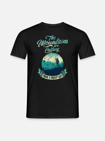 Der Berg ruft Wanderer und Bergsteiger Vintage - Männer T-Shirt - Schwarz