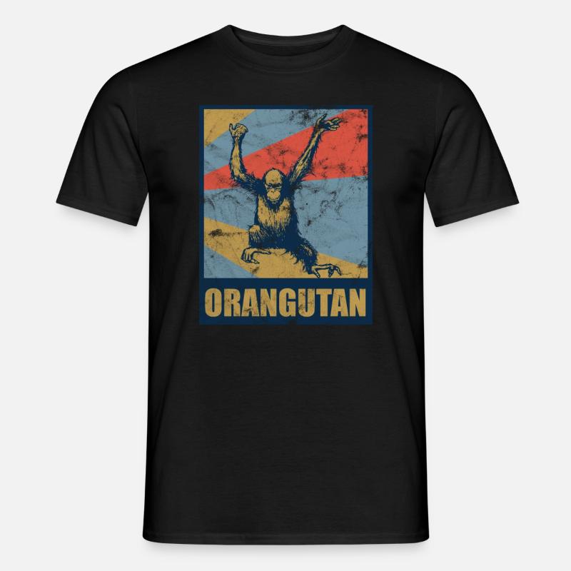 Orang-Utan Retro - Männer T-Shirt - Schwarz