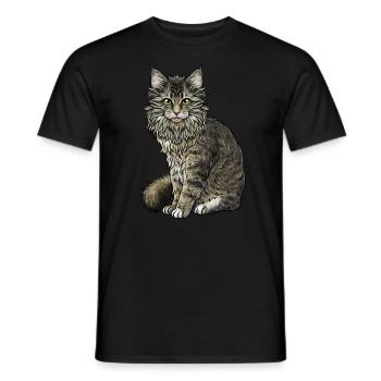 Maine Coon Katze - Männer T-Shirt - Schwarz - Vorne - AI Model Male 178 light (178cm)