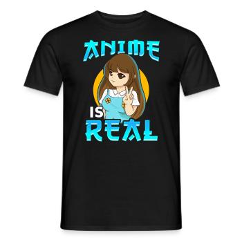 Anime Manga ist echt - Männer T-Shirt - Schwarz - Vorne - AI Model Male 178 light (178cm)