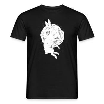 Rabbit and Moon Tshirt - Men's T-Shirt - black - Front - AI Model Male 178 light (178cm)