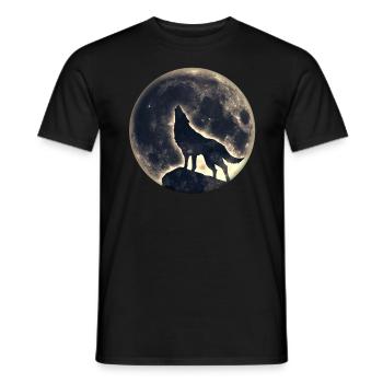 Wolf, Vollmond, Wölfe, Mond, Indianer, Wild, Hund - Männer T-Shirt - Schwarz - Vorne - AI Model Male 178 light (178cm)