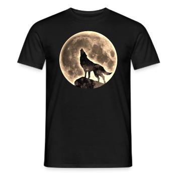 Wolf, full moon, wolves, animal, wild dog, native, - Men's T-Shirt - black - Front - AI Model Male 178 light (178cm)