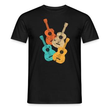 Ukulélé Retro - T-shirt homme - noir - Devant - AI Model Male 178 light (178cm)