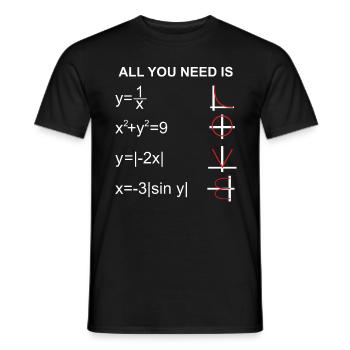 Mathematics love - Men's T-Shirt - black - Front - AI Model Male 178 light (178cm)