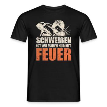 Schweißen ist wie nähen nur mit Feuer - Männer T-Shirt - Schwarz - Vorne - AI Model Male 178 light (178cm)