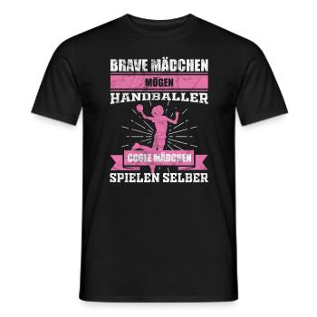 Sports de fille de handball - T-shirt homme - noir - Devant - AI Model Male 178 light (178cm)