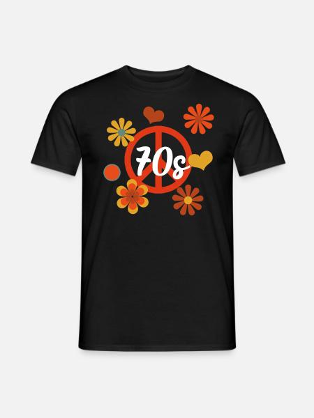 70er Jahre Hippie Flowerpower - Männer T-Shirt - Schwarz