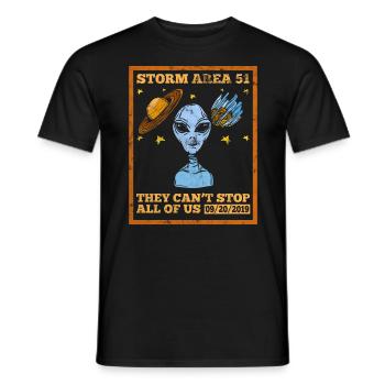 Alien UFO - Men's T-Shirt - black - Front - AI Model Male 178 light (178cm)