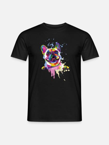 Französische Bulldogge Bunt Farben Geschenk - Männer T-Shirt - Schwarz