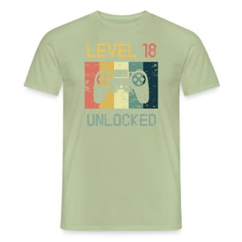 Level 18 Freigeschaltetes Eighteenth Bday Design - Männer T-Shirt - Sage - Vorne - AI Model Male 178 light (178cm)