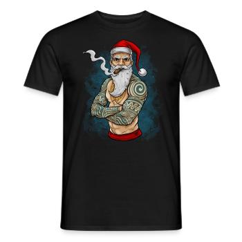 Santa Claus Christmas - Men's T-Shirt - black - Front - AI Model Male 178 light (178cm)