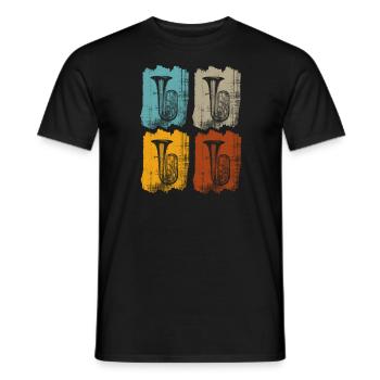 Tuba tubist retro - Men's T-Shirt - black - Front - AI Model Male 178 light (178cm)