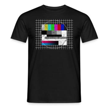 Témoignage télé costume rétro années 80 - T-shirt homme - noir - Devant - AI Model Male 178 light (178cm)