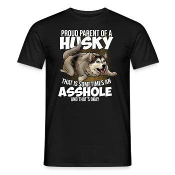 Stolze Eltern eines Husky Hund - Männer T-Shirt - Schwarz - Vorne - AI Model Male 178 light (178cm)