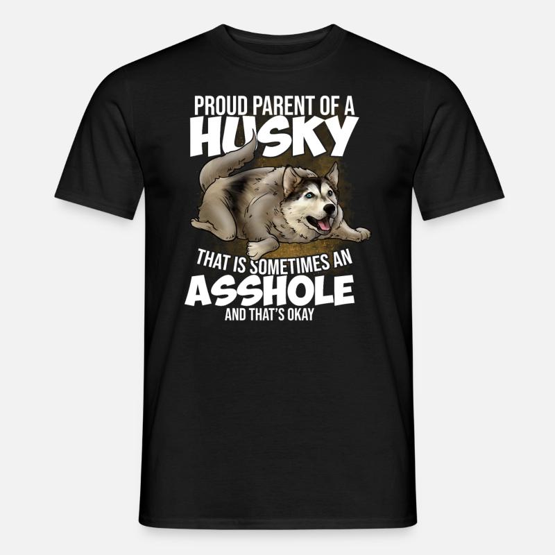 Stolze Eltern eines Husky Hund - Männer T-Shirt - Schwarz