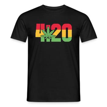 420 cannabis leaf Jamaica - Men's T-Shirt - black - Front - AI Model Male 178 light (178cm)