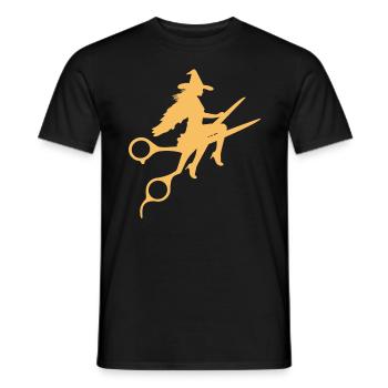 Witch on Scissors - Men's T-Shirt - black - Front - AI Model Male 178 light (178cm)